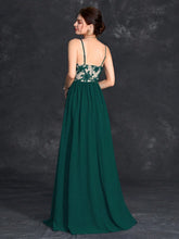 Floral Embroidery Mesh Insert Chiffon Bridesmaid Dress